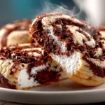 home cook, taken with iPhone 14. Close-up slight angle of delicious Chocolate Marshmallow Swirl Cookies on white plate. mouthwatering --ar 4:3 --style raw --s 250