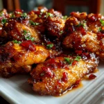 homemade baked sweet chili wings on white plate