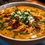 Homemade One-Pot Creamy Chicken Taco Soup on White Plate