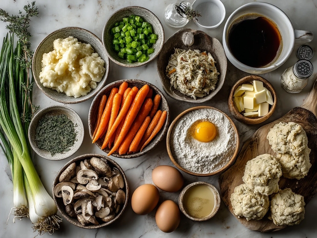 Ingredients for Turkey Pot Pie with Biscuit Topping