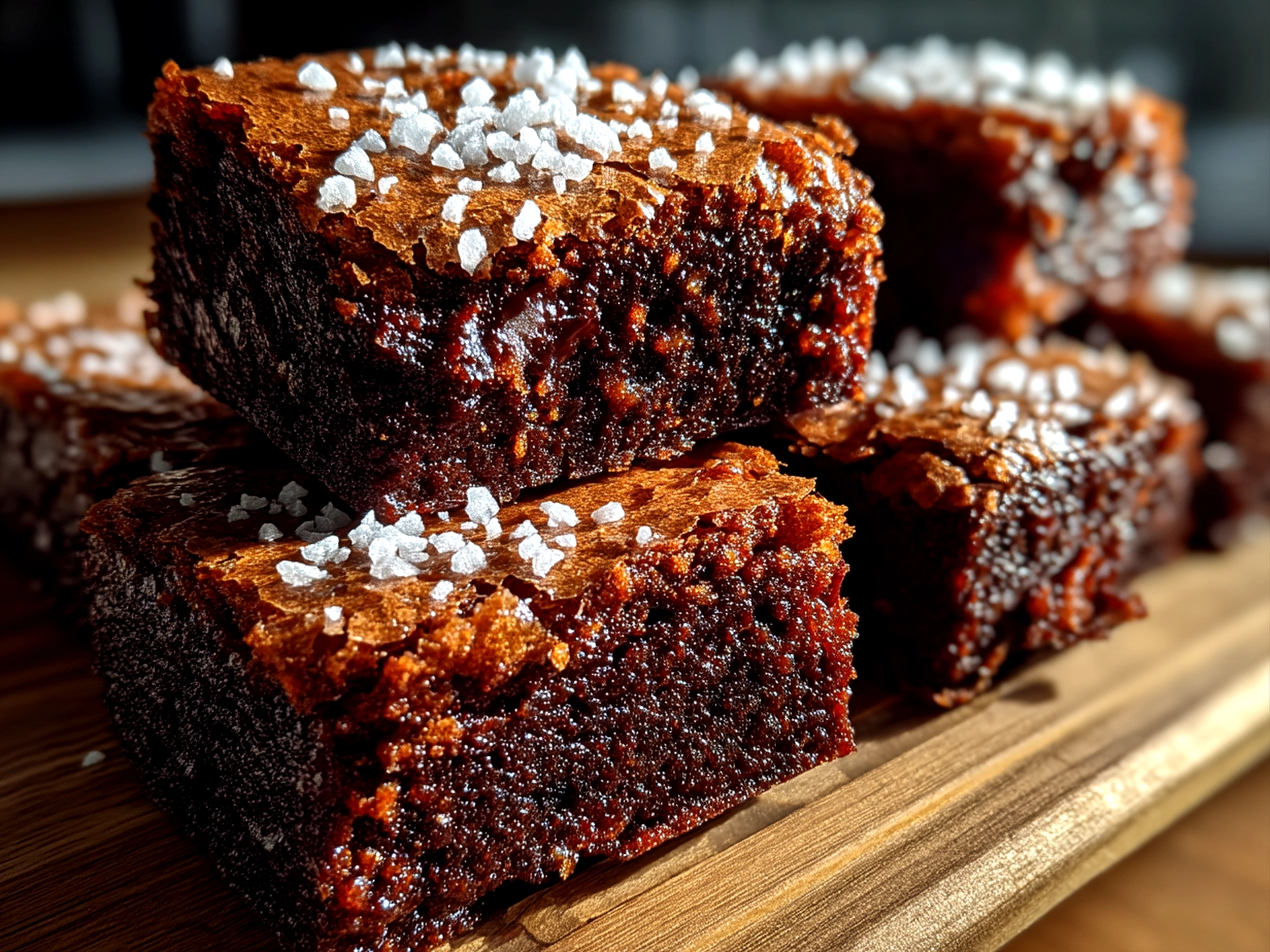 Close-up of finished delicious moist sourdough discard brownies