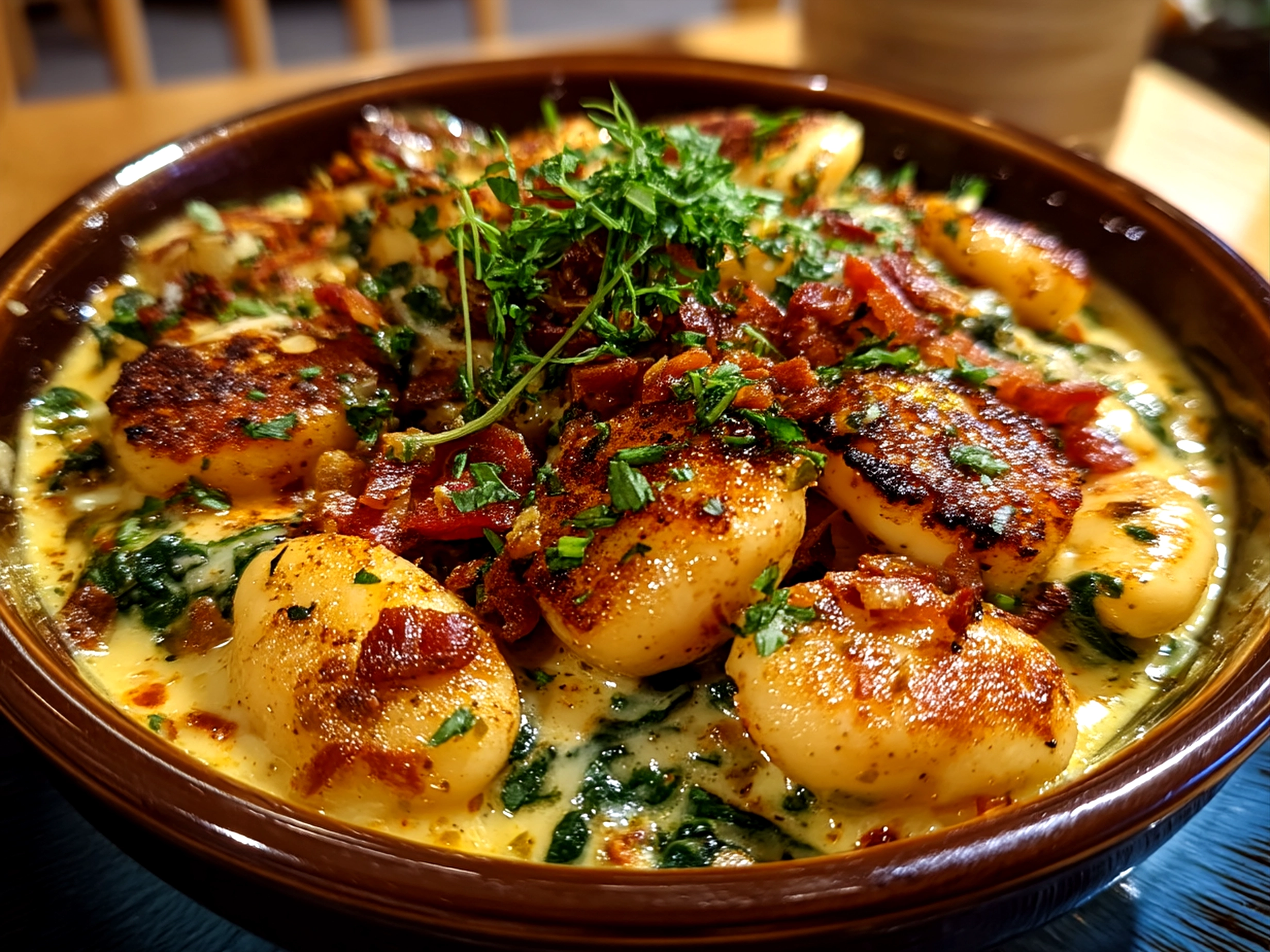 Creamy Miso Butter Beans served in a bowl with scallions