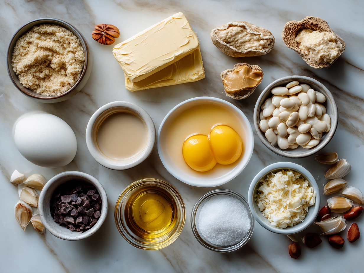 Ingredients laid out for making Creamy Miso Butter Beans