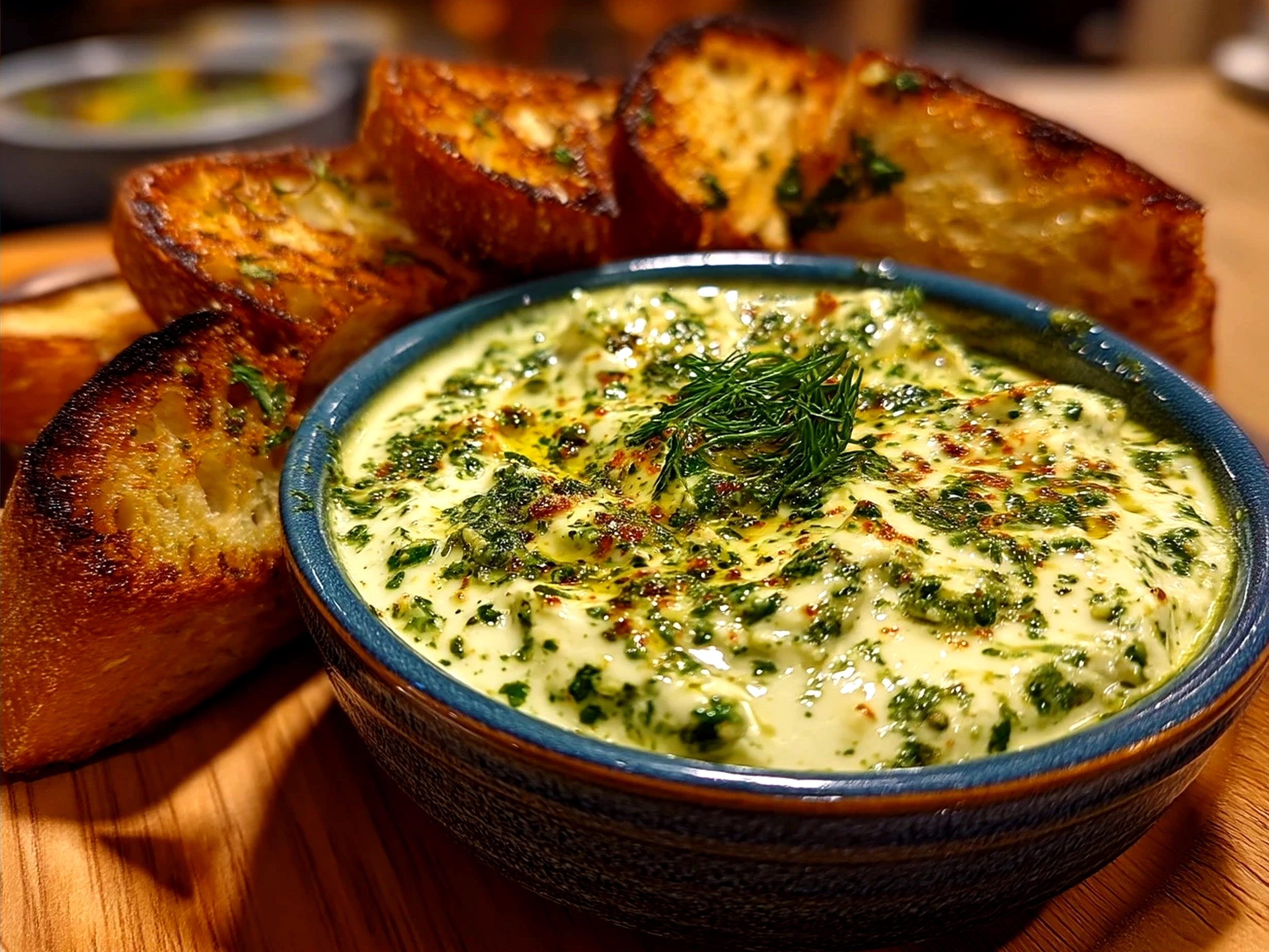 Bowl of creamy pesto aioli served alongside roasted potatoes and fresh vegetables