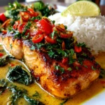 Freshly prepared Caribbean-Style Coconut Curry Salmon