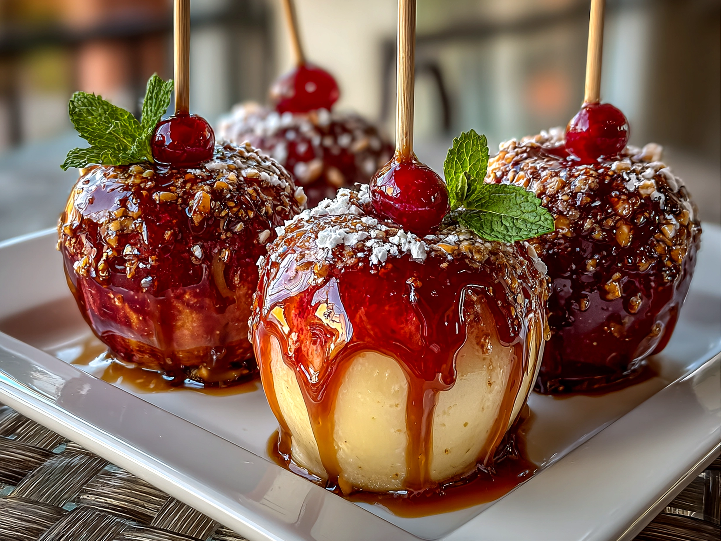 Homemade Candy Apples Close-Up