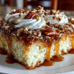 Homemade Caramel Butter Pecan Praline Poke Cake