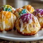 Homemade King Cake Bites close-up