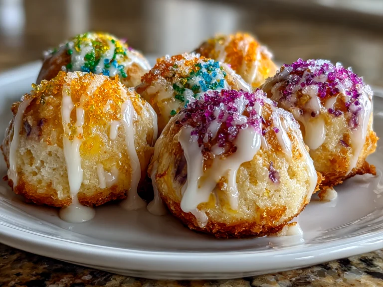 Homemade King Cake Bites close-up