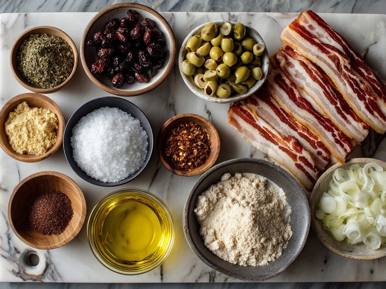 Ingredients for Bacon Wrapped Grilled Cheese Fingers including bread, bacon, shredded cheese, and butter