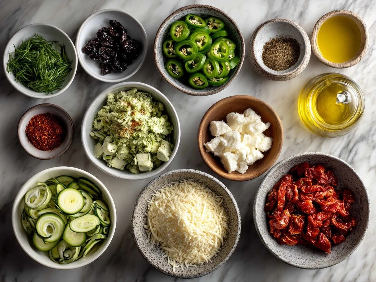 Ingredients for Jalapeno Poppers Nourish Bowl laid out on a table