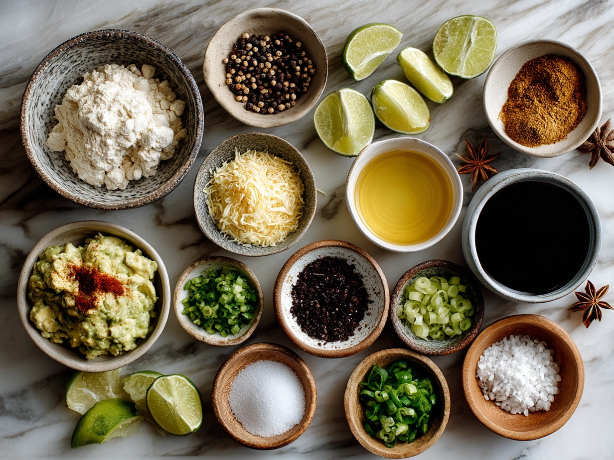 Ingredients for Ranch Taco Party Bowl including ground beef, rice, black beans, corn, lettuce, cheese, tomatoes, and ranch dressing